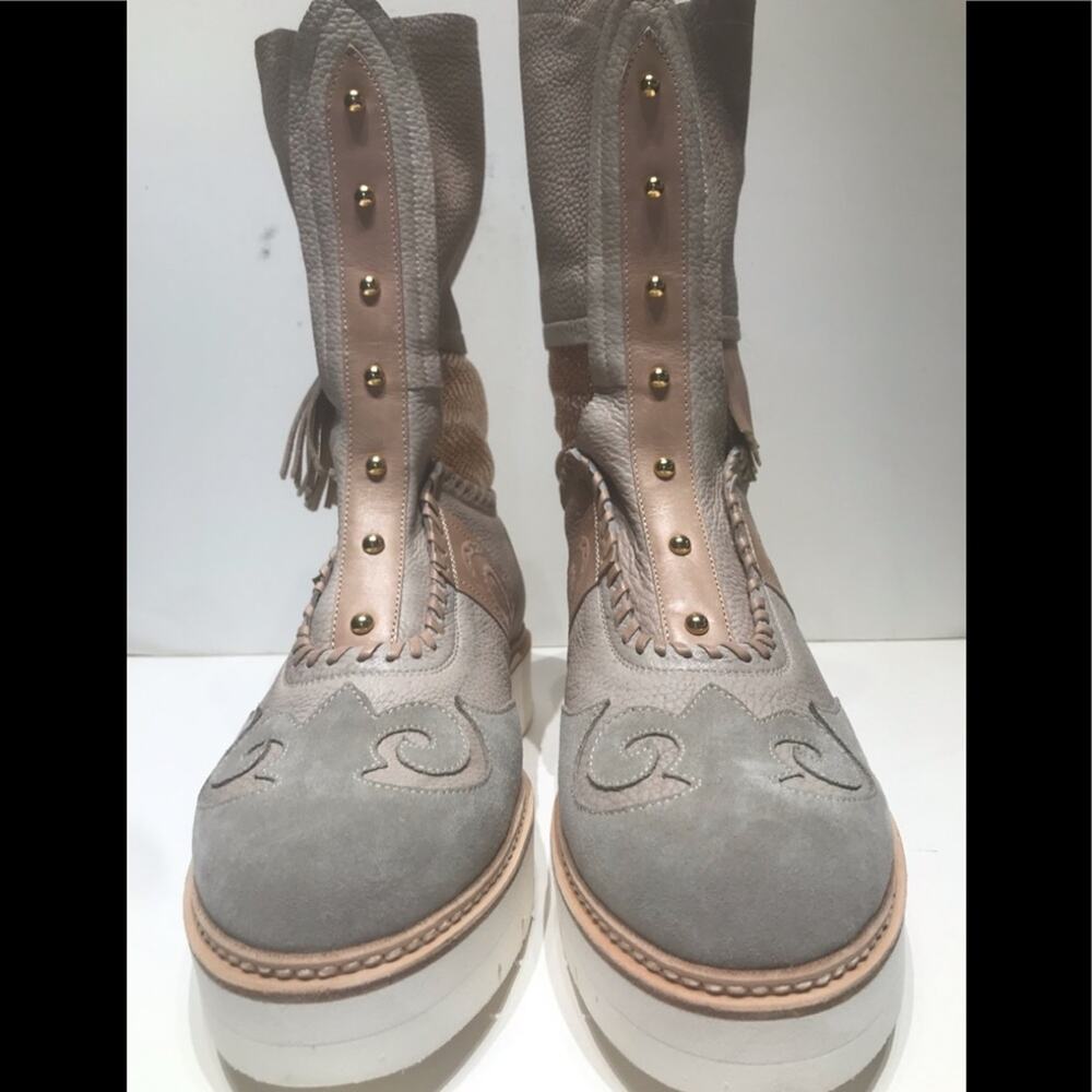 St Germain beige & taupe 1 inch sole soft leather